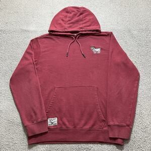 Goat USA Hoodie Mens Medium Red Sweatshirt Pullover Embroidered Pocket